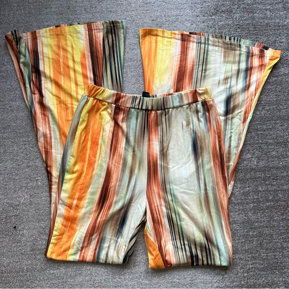 Patterned Bell Bottom Flare Pants